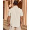 Alimens & Gentle Mens Short Sleeve Cotton Linen Texture Shirt Casual Untucked Button Down Lightweight Shirts Summer Beach(Beige)