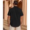 Alimens & Gentle Mens Short Sleeve Cotton Linen Texture Shirt Casual Untucked Button Down Lightweight Shirts Summer Beach(Black)