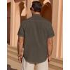 Alimens & Gentle Mens Short Sleeve Cotton Linen Texture Shirt Casual Untucked Button Down Lightweight Shirts Summer Beach(Brown)