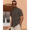 Alimens & Gentle Mens Short Sleeve Cotton Linen Texture Shirt Casual Untucked Button Down Lightweight Shirts Summer Beach(Brown)