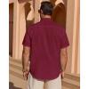Alimens & Gentle Mens Short Sleeve Cotton Linen Texture Shirt Casual Untucked Button Down Lightweight Shirts Summer Beach(Burgundy)
