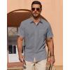 Alimens & Gentle Mens Short Sleeve Cotton Linen Texture Shirt Casual Untucked Button Down Lightweight Shirts Summer Beach(Dark Grey)