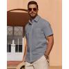 Alimens & Gentle Mens Short Sleeve Cotton Linen Texture Shirt Casual Untucked Button Down Lightweight Shirts Summer Beach(Dark Grey)