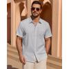 Alimens & Gentle Mens Short Sleeve Cotton Linen Texture Shirt Casual Untucked Button Down Lightweight Shirts Summer Beach(Light Grey)