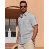Alimens & Gentle Mens Short Sleeve Cotton Linen Texture Shirt Casual Untucked Button Down Lightweight Shirts Summer Beach(Light Grey)