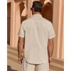 Alimens & Gentle Mens Short Sleeve Cotton Linen Texture Shirt Casual Untucked Button Down Lightweight Shirts Summer Beach(Light Khaki)
