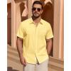 Alimens & Gentle Mens Short Sleeve Cotton Linen Texture Shirt Casual Untucked Button Down Lightweight Shirts Summer Beach(Light Yellow)