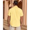 Alimens & Gentle Mens Short Sleeve Cotton Linen Texture Shirt Casual Untucked Button Down Lightweight Shirts Summer Beach(Light Yellow)
