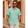Alimens & Gentle Mens Short Sleeve Cotton Linen Texture Shirt Casual Untucked Button Down Lightweight Shirts Summer Beach(Mint Green)