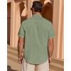 Alimens & Gentle Mens Short Sleeve Cotton Linen Texture Shirt Casual Untucked Button Down Lightweight Shirts Summer Beach(Olive Green)