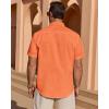 Alimens & Gentle Mens Short Sleeve Cotton Linen Texture Shirt Casual Untucked Button Down Lightweight Shirts Summer Beach(Orange)
