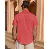 Alimens & Gentle Mens Short Sleeve Cotton Linen Texture Shirt Casual Untucked Button Down Lightweight Shirts Summer Beach(Red)
