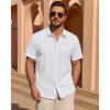 Alimens & Gentle Mens Short Sleeve Cotton Linen Texture Shirt Casual Untucked Button Down Lightweight Shirts Summer Beach(White)