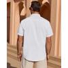 Alimens & Gentle Mens Short Sleeve Cotton Linen Texture Shirt Casual Untucked Button Down Lightweight Shirts Summer Beach(White)