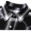 Alimens & Gentle Womens Flannel Shirt Long Sleeve Plaid Shacket Soft Casual Collared Loose Button Down Roll Up Blouses Tops(Dark Black & White)