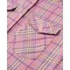 Alimens & Gentle Womens Flannel Shirt Long Sleeve Plaid Shacket Soft Casual Collared Loose Button Down Roll Up Blouses Tops(Pink Purple)