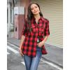 Alimens & Gentle Womens Flannel Shirt Long Sleeve Plaid Shacket Soft Casual Collared Loose Button Down Roll Up Blouses Tops(Red Black)