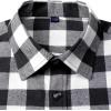Alimens & Gentle Womens Flannel Shirt Long Sleeve Plaid Shacket Soft Casual Collared Loose Button Down Roll Up Blouses Tops(White)