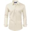 Alimens & Gentle Men’s Dress Shirt Regular Fit Stretch Stain Shield Long Sleeve Solid Business Wedding Button Down Shirts(Beige)