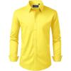 Alimens & Gentle Men’s Dress Shirt Regular Fit Stretch Stain Shield Long Sleeve Solid Business Wedding Button Down Shirts(Bright Yellow)