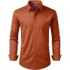 Alimens & Gentle Men’s Dress Shirt Regular Fit Stretch Stain Shield Long Sleeve Solid Business Wedding Button Down Shirts(Burnt Orange)