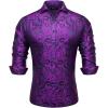 Alimens & Gentle Mens Paisley Shirts Dress Shirt for Men Western Cowboy Shirt Long Sleeve Button Down Shirt Wedding Party(Black Purple)