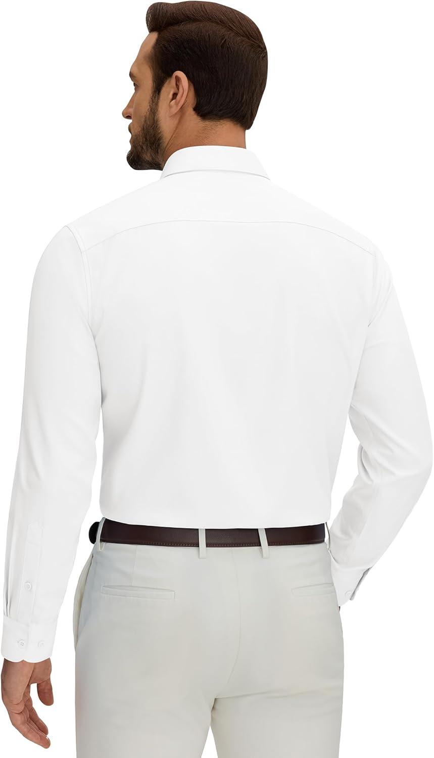 imageAlimens amp Gentle Cotton Mens Dress Shirt Moisture Wicking Long Sleeve Super Soft Business Casual Button Down ShirtsWhite