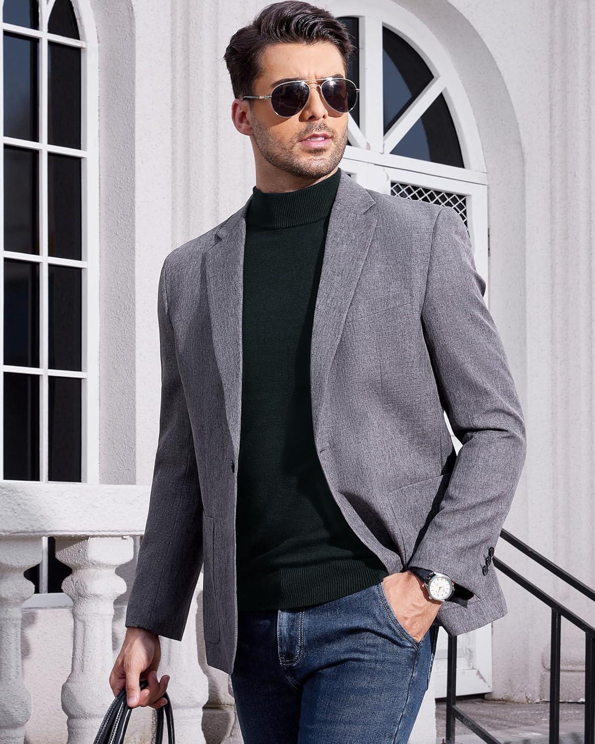 imageAlimens amp Gentle Mens Mock Turtleneck Long Sleeve Soft Lightweight Casual Slim Fit Pullover Stretch Knit TopAtrovirens