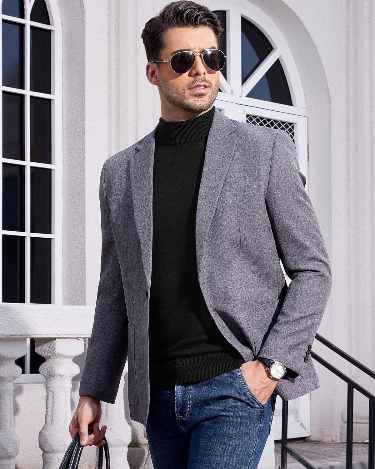 imageAlimens amp Gentle Mens Mock Turtleneck Long Sleeve Soft Lightweight Casual Slim Fit Pullover Stretch Knit TopBlack
