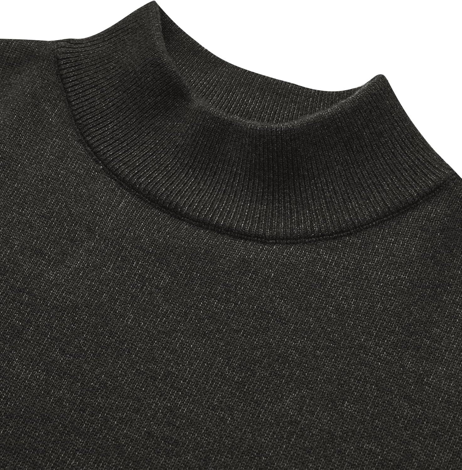 imageAlimens amp Gentle Mens Mock Turtleneck Long Sleeve Soft Lightweight Casual Slim Fit Pullover Stretch Knit TopDark Grey