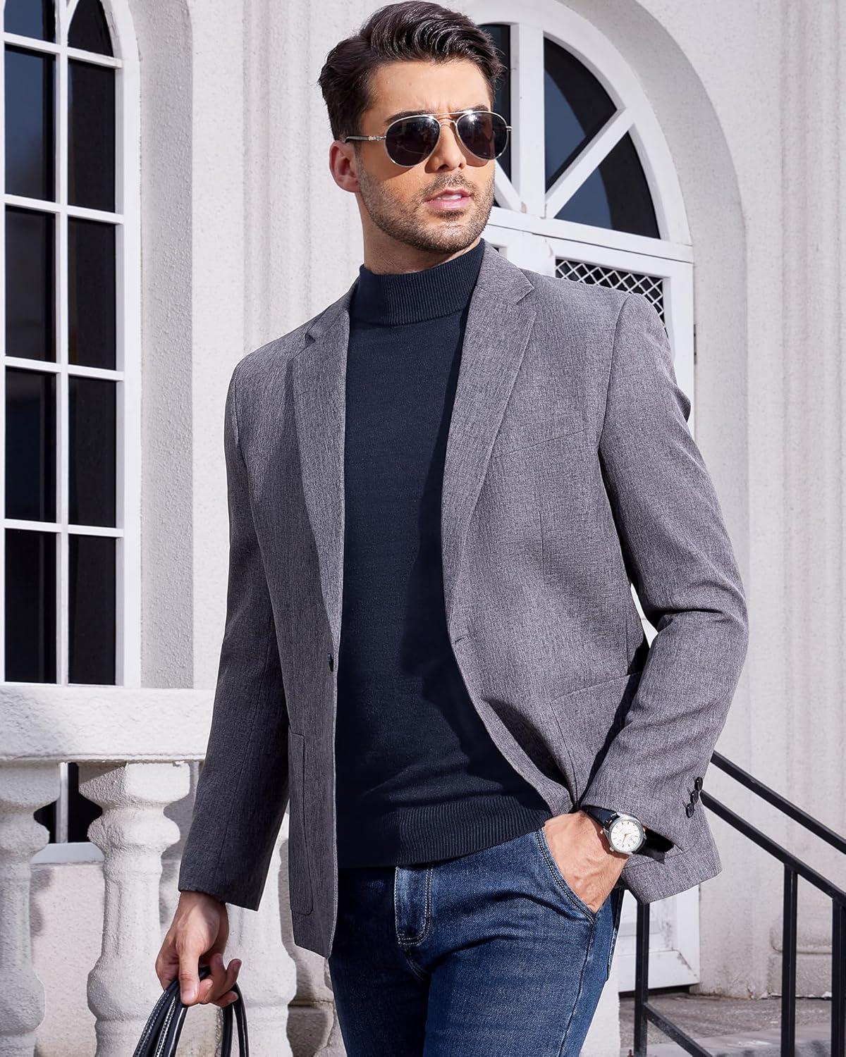 imageAlimens amp Gentle Mens Mock Turtleneck Long Sleeve Soft Lightweight Casual Slim Fit Pullover Stretch Knit TopNavy Blue