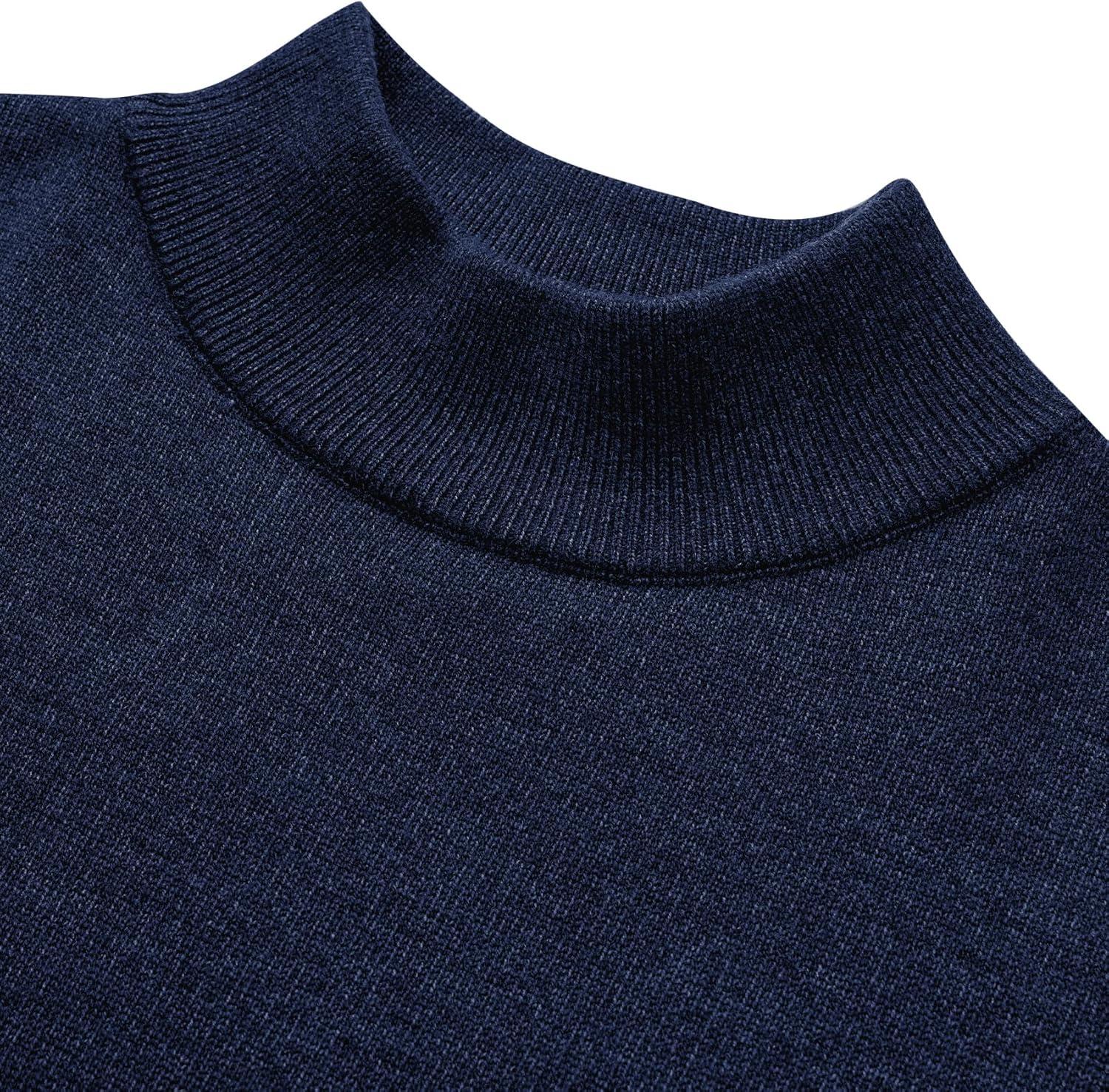 imageAlimens amp Gentle Mens Mock Turtleneck Long Sleeve Soft Lightweight Casual Slim Fit Pullover Stretch Knit TopNavy Blue