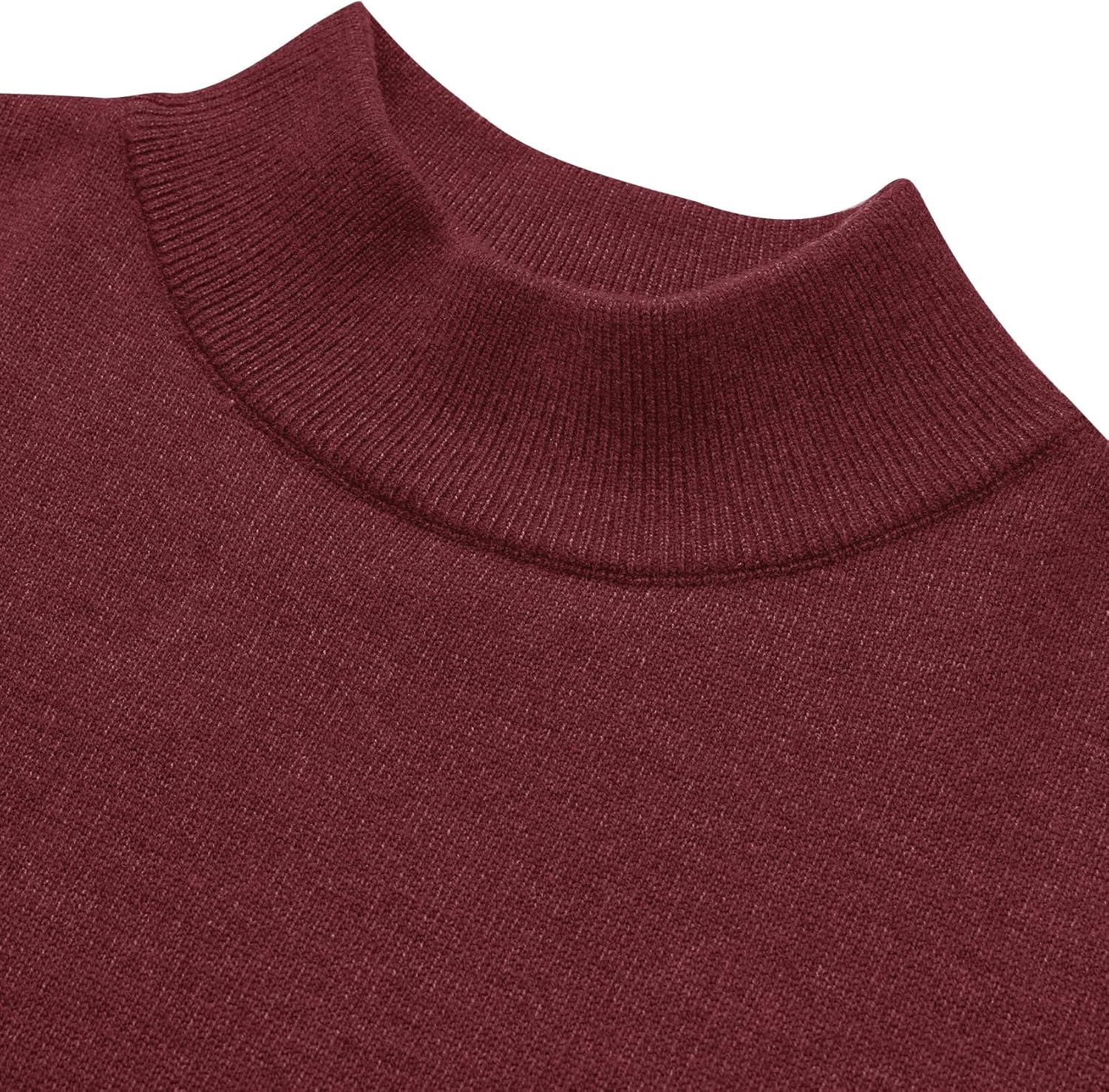 imageAlimens amp Gentle Mens Mock Turtleneck Long Sleeve Soft Lightweight Casual Slim Fit Pullover Stretch Knit TopWine Red