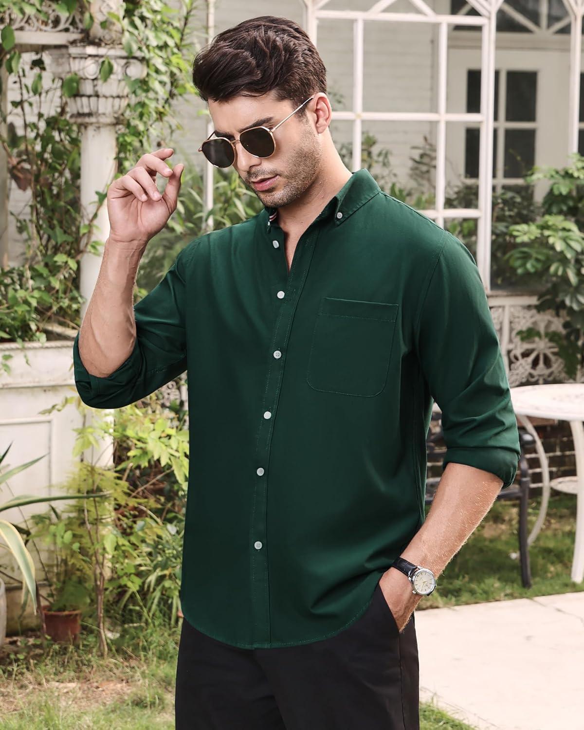 imageAlimens amp Gentle Mens Oxford Shirt Long Sleeve Stretch Button Down Shirts with Pocket Casual