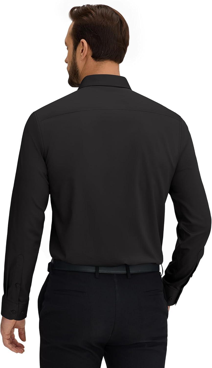 imageAlimens amp Gentle Mens Stain Shield Dress Shirt Long Sleeve Wrinkle Free Business Casual Button Down ShirtsBlack