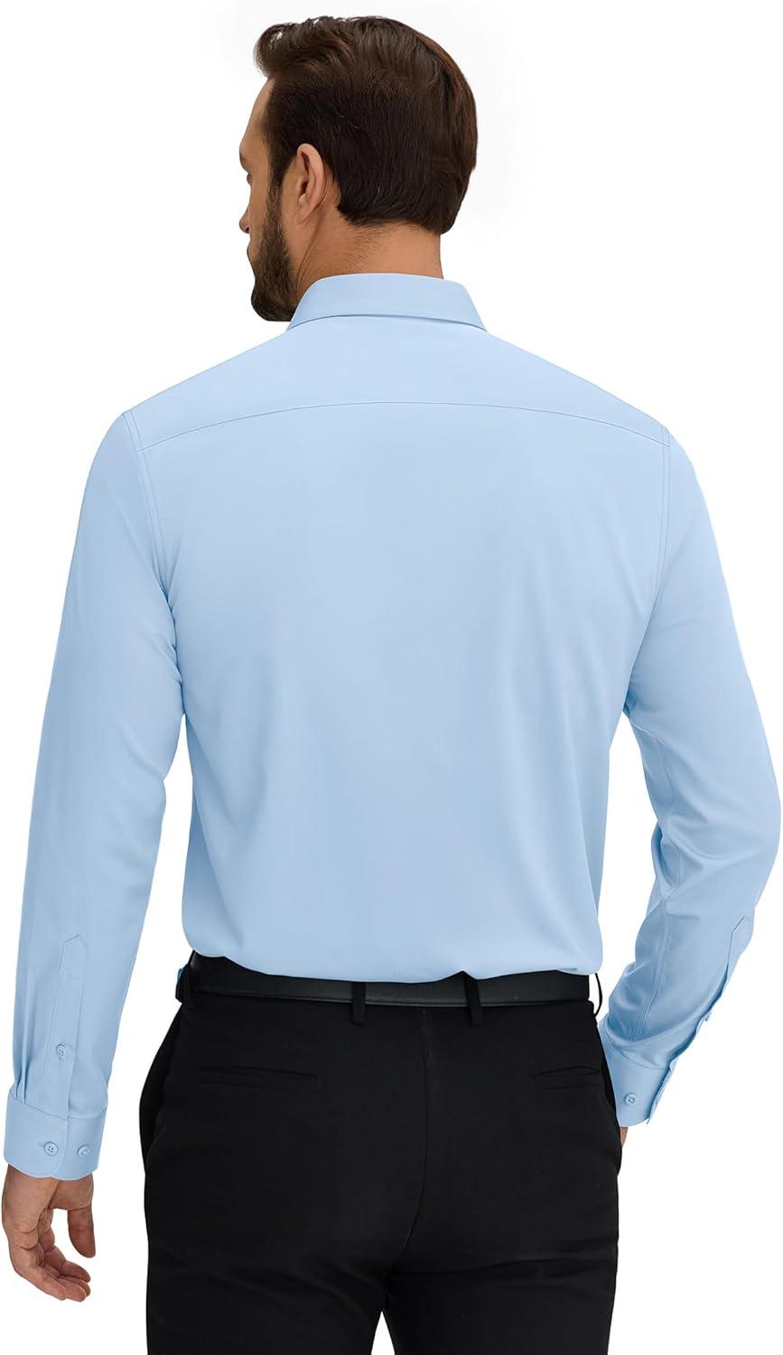 imageAlimens amp Gentle Mens Stain Shield Dress Shirt Long Sleeve Wrinkle Free Business Casual Button Down ShirtsBlue