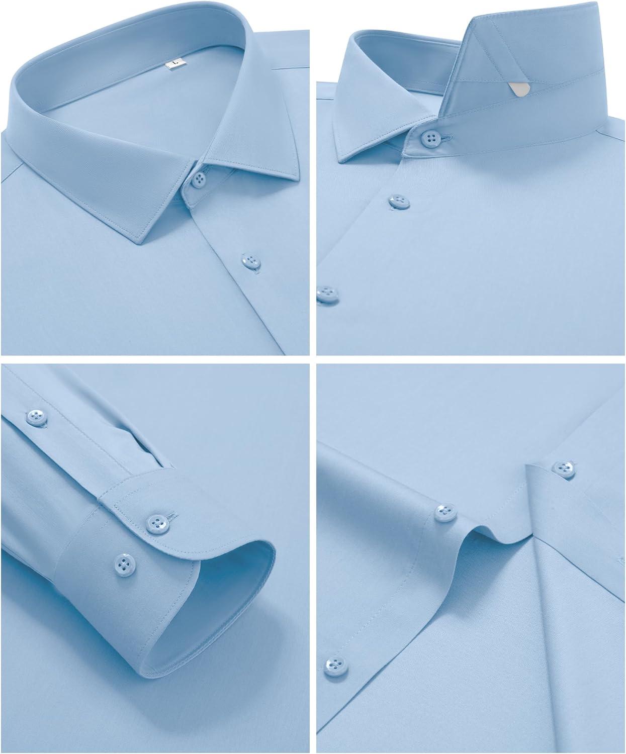 imageAlimens amp Gentle Mens Stain Shield Dress Shirt Long Sleeve Wrinkle Free Business Casual Button Down ShirtsBlue