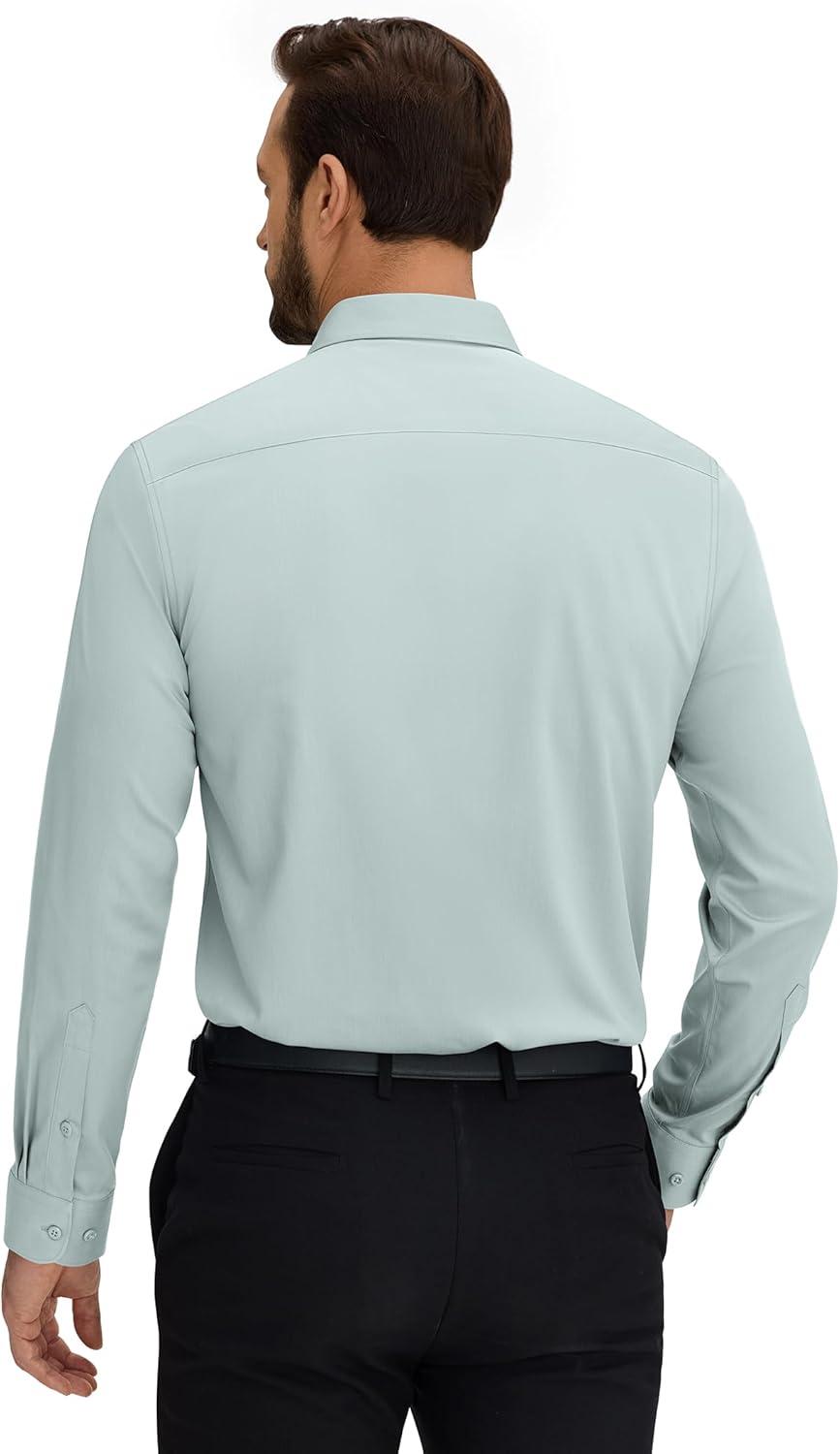 imageAlimens amp Gentle Mens Stain Shield Dress Shirt Long Sleeve Wrinkle Free Business Casual Button Down ShirtsLight Grey