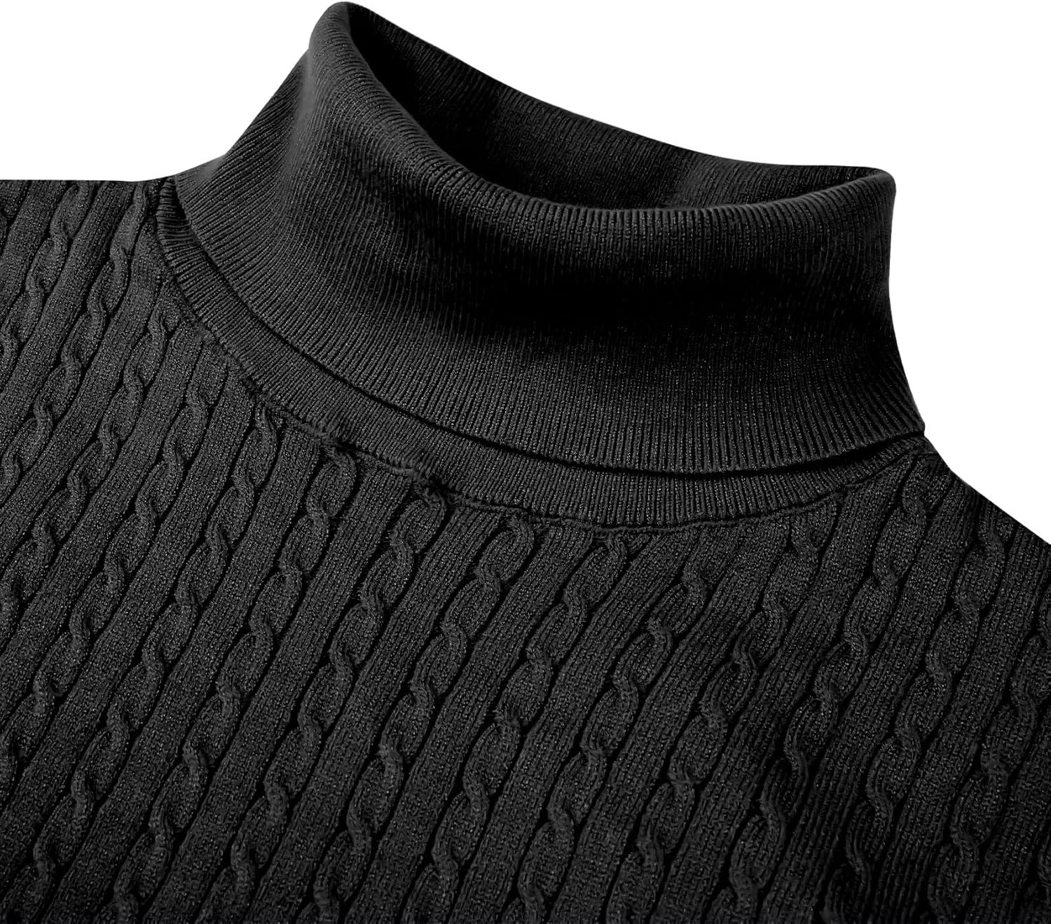 imageAlimens amp Gentle Mens Turtleneck Slim Fit Sweater Long Sleeve Cable Knitted Twisted Pullover Soft Casual Winter Tops for MenBlack