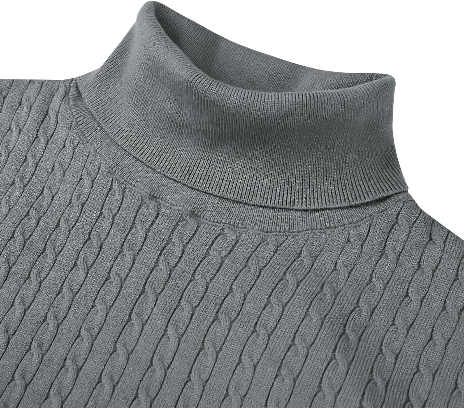 imageAlimens amp Gentle Mens Turtleneck Slim Fit Sweater Long Sleeve Cable Knitted Twisted Pullover Soft Casual Winter Tops for MenGrey