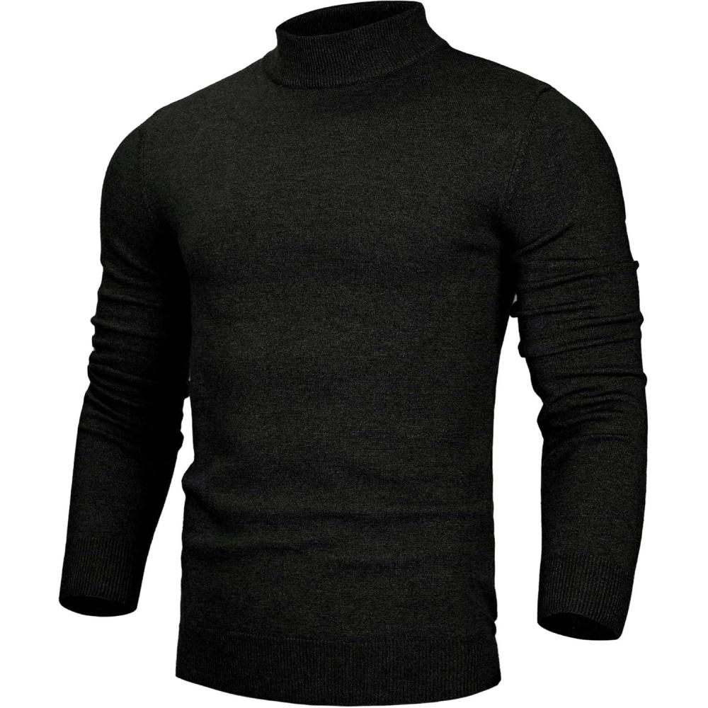 imageAlimens amp Gentle Mens Mock Turtleneck Long Sleeve Soft Lightweight Casual Slim Fit Pullover Stretch Knit TopBlack