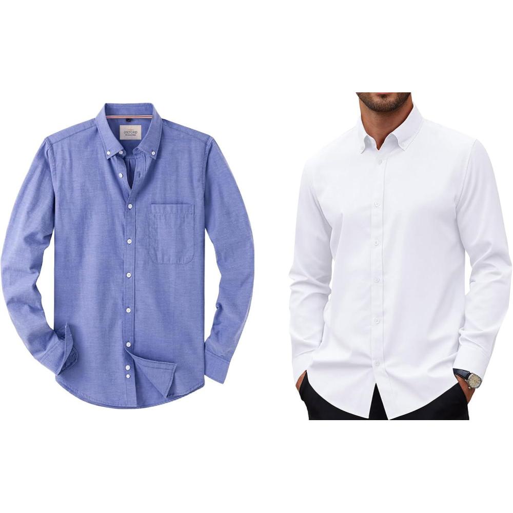 imageAlimens amp Gentle Mens Oxford Shirts Stretch Long Sleeve Dress Shirt for Men Casual Formal Business Work Button Down Shirts