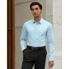 Alimens & Gentle Cotton Men’s Dress Shirt Moisture Wicking Long Sleeve Super Soft Business Casual Button Down Shirts(Light Blue)