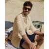Alimens & Gentle Linen Shirts for Men Long Sleeve Casual Cotton Button Down Shirts Summer Beach Wedding Tops with Pocket(Khaki)