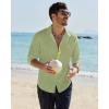 Alimens & Gentle Linen Shirts for Men Long Sleeve Casual Cotton Button Down Shirts Summer Beach Wedding Tops with Pocket(Sage Green)