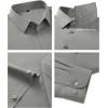 Alimens & Gentle Men’s Dress Shirt Solid Long Sleeve Wrinkle Free Wedding Formal Business Casual Stretch Button Down Shirts(Grey)