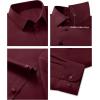 Alimens & Gentle Men’s Dress Shirt Solid Long Sleeve Wrinkle Free Wedding Formal Business Casual Stretch Button Down Shirts(Wine Red)