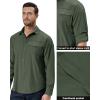Alimens & Gentle Mens Long Sleeve Hiking Shirts Quick Dry UPF 50+ UV Sun Protection Fishing Shirt Cooling Button Down Shirt(Army Green)