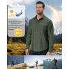 Alimens & Gentle Mens Long Sleeve Hiking Shirts Quick Dry UPF 50+ UV Sun Protection Fishing Shirt Cooling Button Down Shirt(Army Green)