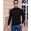 Alimens & Gentle Men’s Mock Turtleneck Long Sleeve Soft Lightweight Casual Slim Fit Pullover Stretch Knit Top(Black)